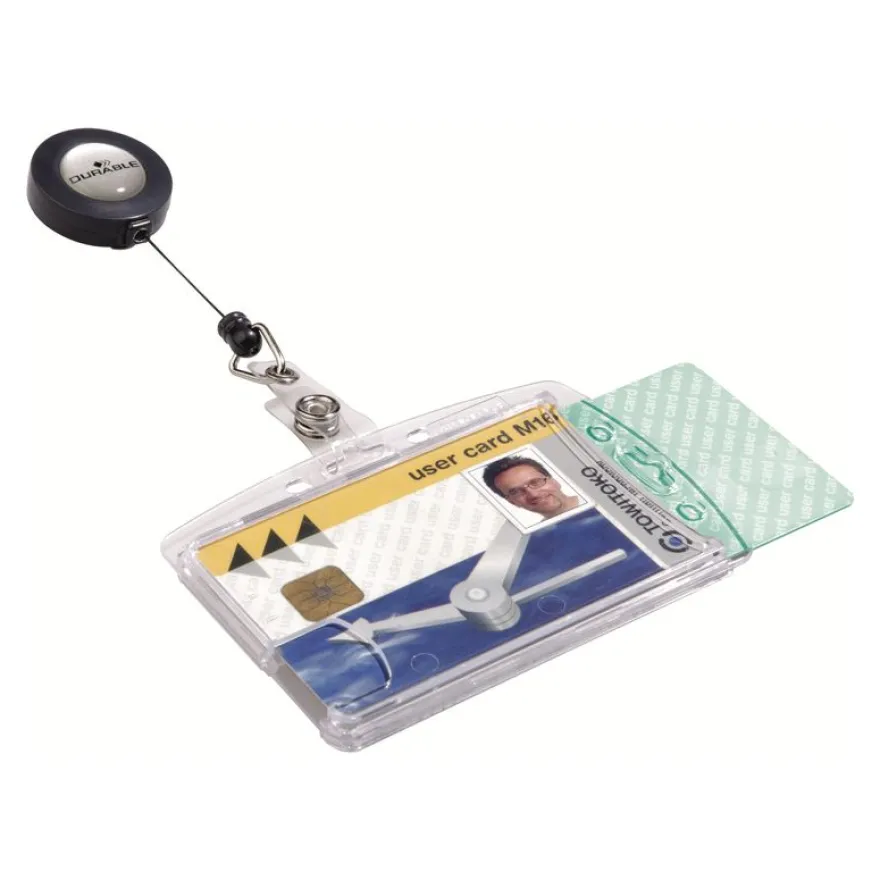 Durable - 10 Portes badge de nom avec enrouleur - 54 x 85 mm - 2 cartes