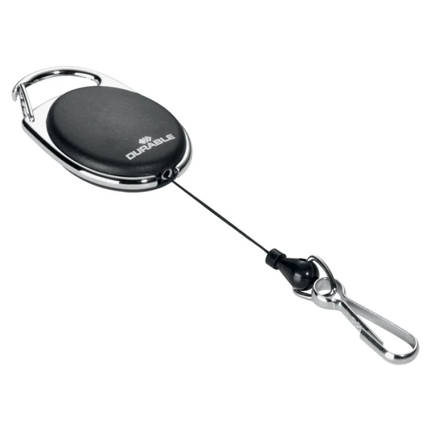 Durable - Enrouleur mousqueton de badge - noir