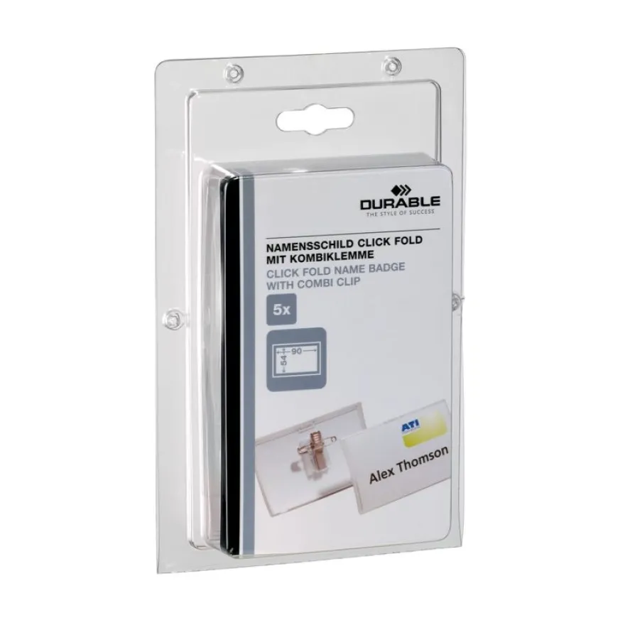 Durable - Lot de 5 Porte-badges transparent - 54 x 90 mm