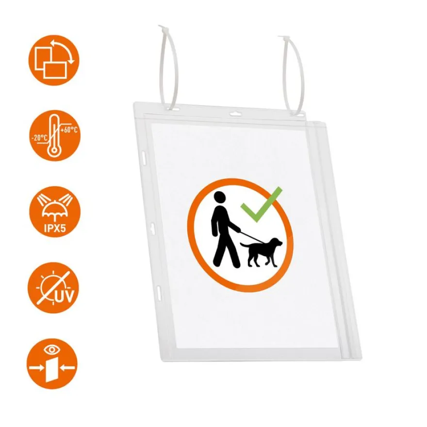 Durable - Pochette d'affichage étanche A4 - fixation avec serre-câble - sachet de 1 pièce