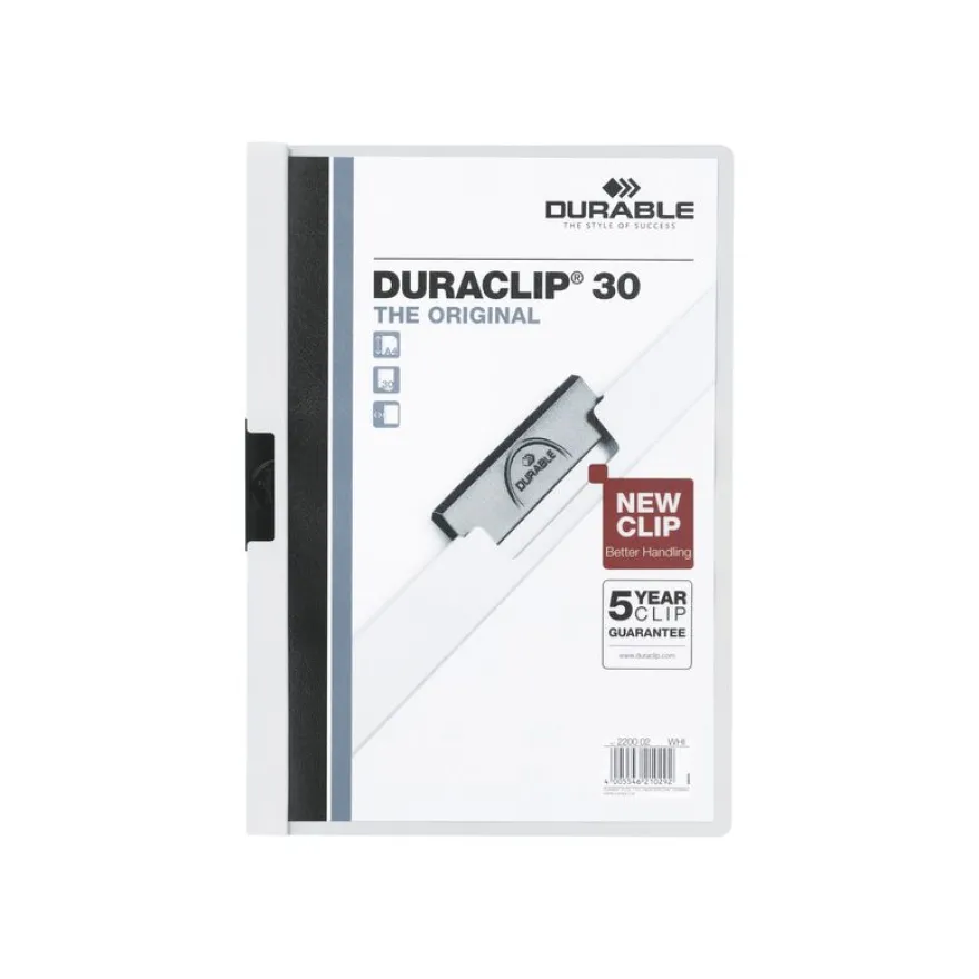 Durable Duraclip 30 - 5 Chemises à clip - A4 - blanc