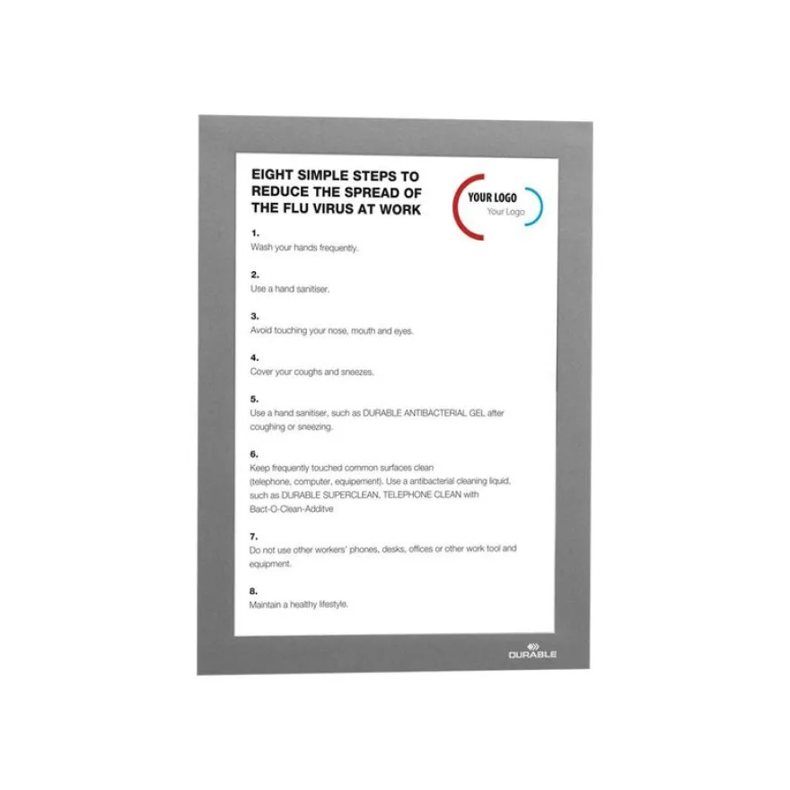 Durable Duraframe - Cadre d'affichage adhésif repositionnable - A5 - argent