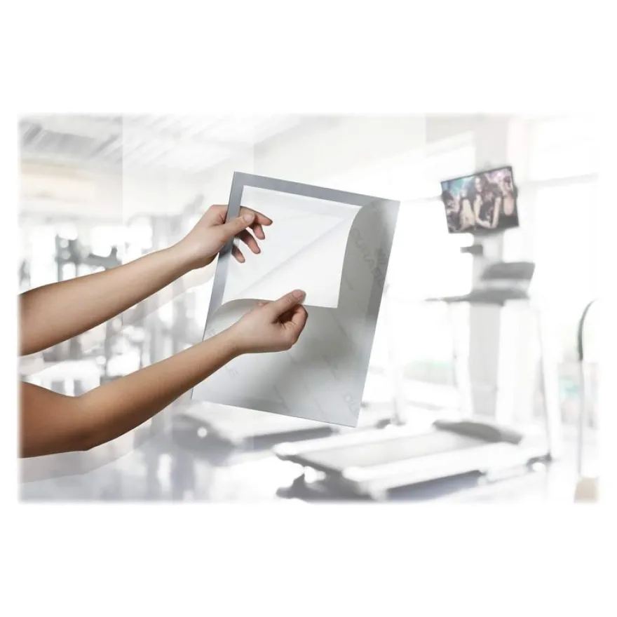 Durable Duraframe Note - Cadre d'affichage adhésif - A4 - argent - avec porte-stylo
