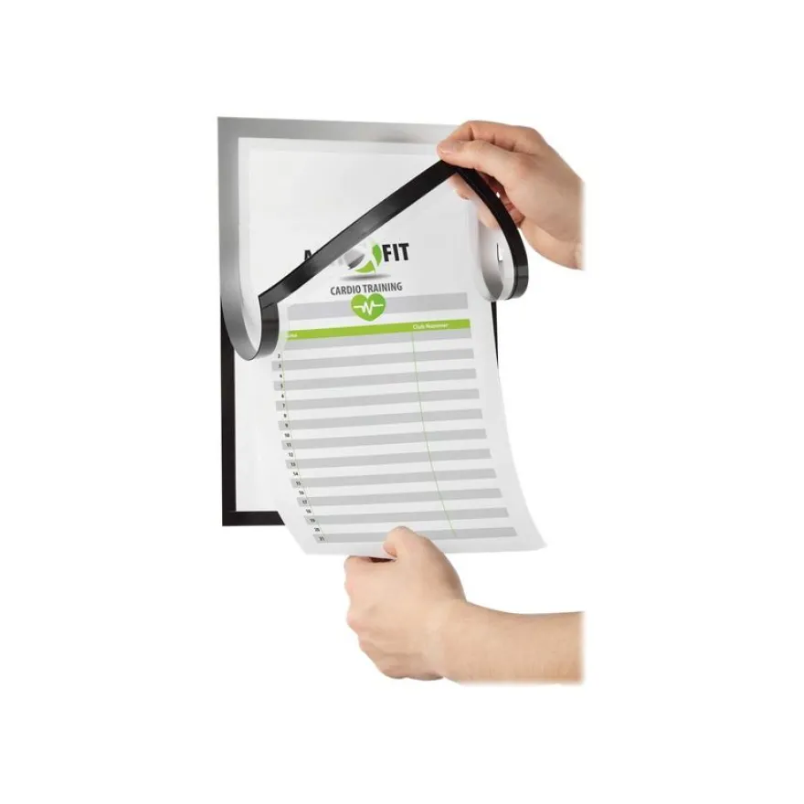 Durable Duraframe Note - Cadre d'affichage adhésif - A4 - argent - avec porte-stylo