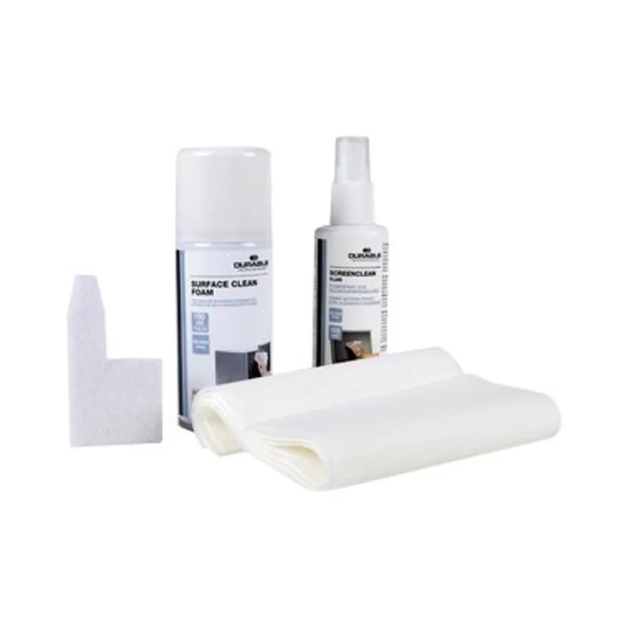 Durable PC Cleaning Kit - Kit de nettoyage (1 mousse nettoyante + 1 solution desinfectante + 10 chiffons absorbants) pour clavier et moniteur