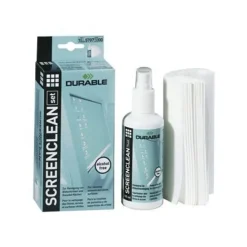 Durable Screenclean set - kit de nettoyage (spray 125 ml + 20 ligettes absorbantes) pour écrans et surfaces vitrées