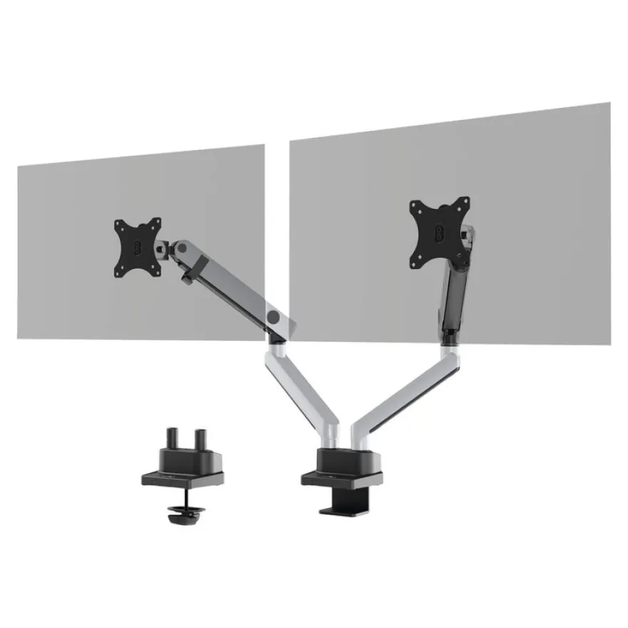 Durable Select Plus - Bras porte-écran double jusqu'à 32" - argent métallisé