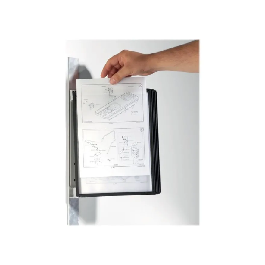 Durable Vario - Support mural magnétique avec 5 pochettes A4 - noir