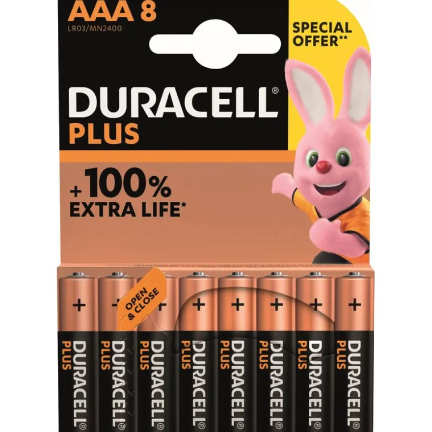DURACELL 100 % Plus offre spéciale - 8 piles alcalines - AAA LR03