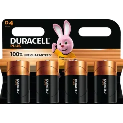 DURACELL 100% Plus - 4 piles alcalines - D LR20