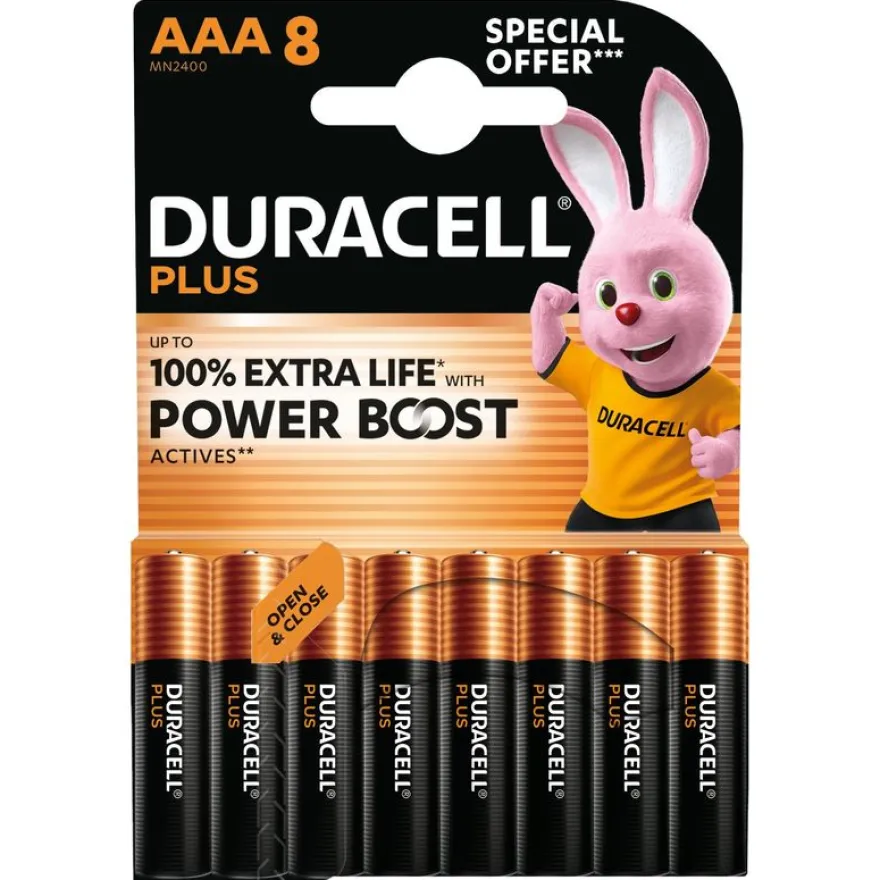 DURACELL 100% Plus - 8 piles alcalines - AA LR06