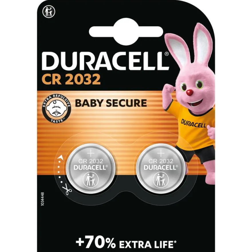 DURACELL CR2032 - 2 piles boutons - 3V