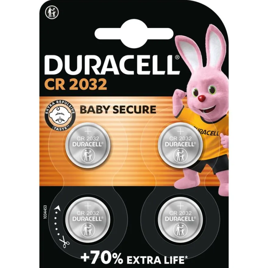 DURACELL CR2032 - 4 piles boutons - 3V