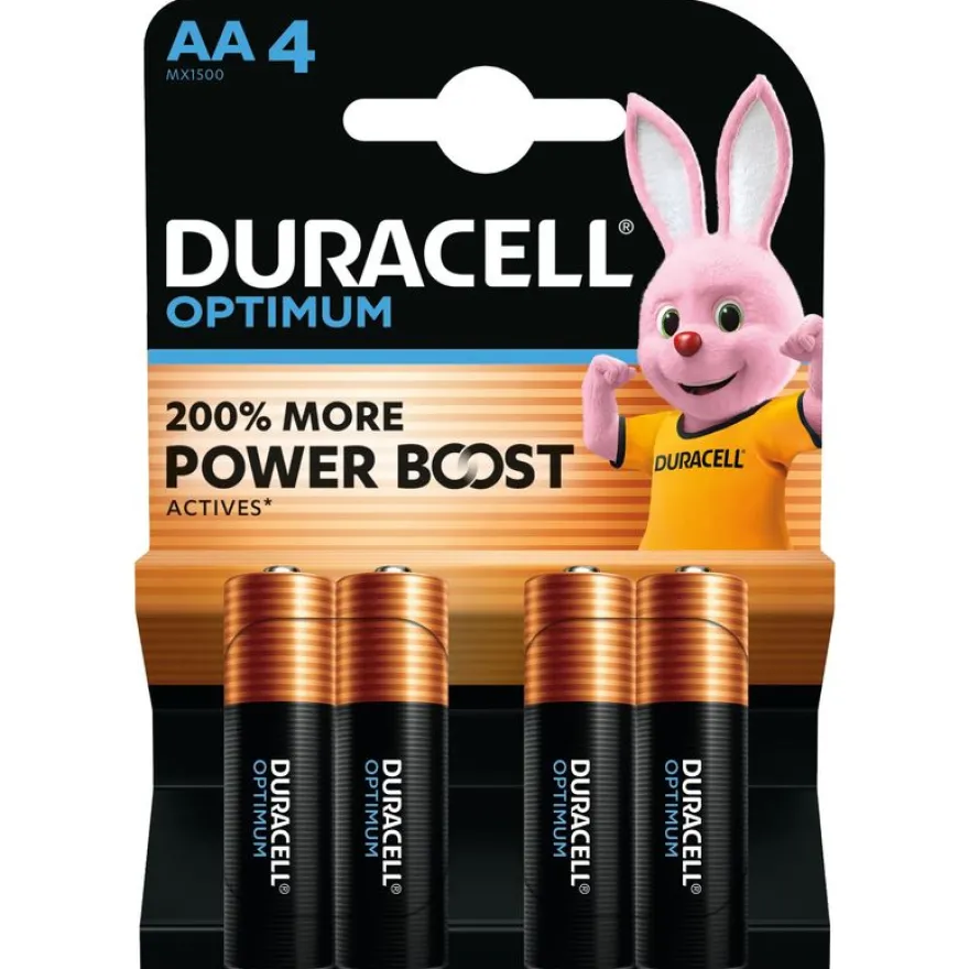 DURACELL Optimium - 4 piles alcalines - AA LR06