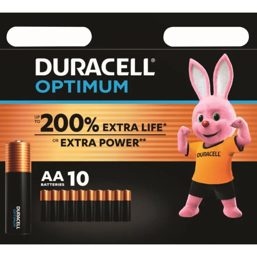 DURACELL Optimium - 10 piles alcalines - AA LR06