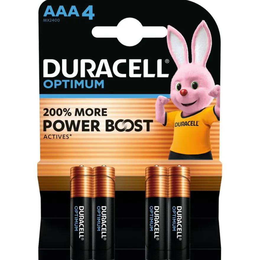 DURACELL Optimium - 4 piles alcalines - AAA LR03