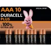 DURACELL piles 100% plus - 10 piles alcalines - AAA LR03