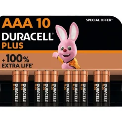 DURACELL piles 100% plus - 10 piles alcalines - AAA LR03