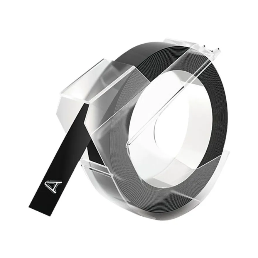 Dymo - Ruban d'étiquettes auto-adhésives 3D - 1 rouleau (9 mm x 3 m) - fond noir