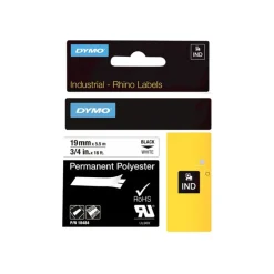 Dymo - Ruban d'étiquettes polyester auto-adhésives - (19 mm x 3,5 m) - fond blanc écriture noire