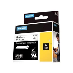 Dymo - Ruban d'étiquettes polyester auto-adhésives - (19 mm x 3,5 m) - fond blanc écriture noire