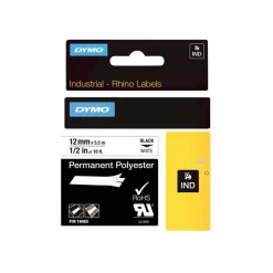 Dymo - Ruban d'étiquettes polyester auto-adhésives - (12 mm x 3,5 m) - fond blanc écriture noire