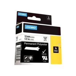 Dymo - Ruban d'étiquettes polyester auto-adhésives - (12 mm x 3,5 m) - fond blanc écriture noire