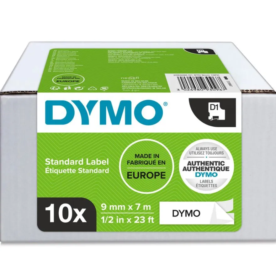 DYMO D1 - Pack de - 10 rubans d'étiquetage - noir/blanc- 9mm x 7m