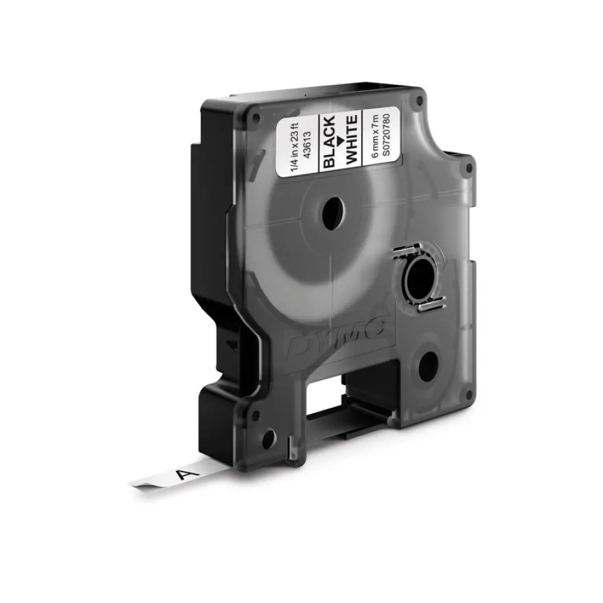 Dymo D1 - Ruban d'étiquettes auto-adhésives - 1 rouleau (6 mm x 7 m) - fond blanc écriture noire