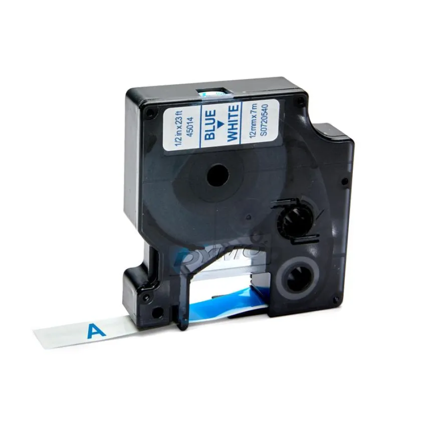 Dymo D1 - Ruban d'étiquettes auto-adhésives - 1 rouleau (12 mm x 7 m) - fond blanc écriture bleue