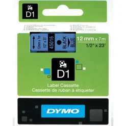 Dymo D1 - Ruban d'étiquettes auto-adhésives - 1 rouleau (12 mm x 7 m) - fond bleu écriture noire
