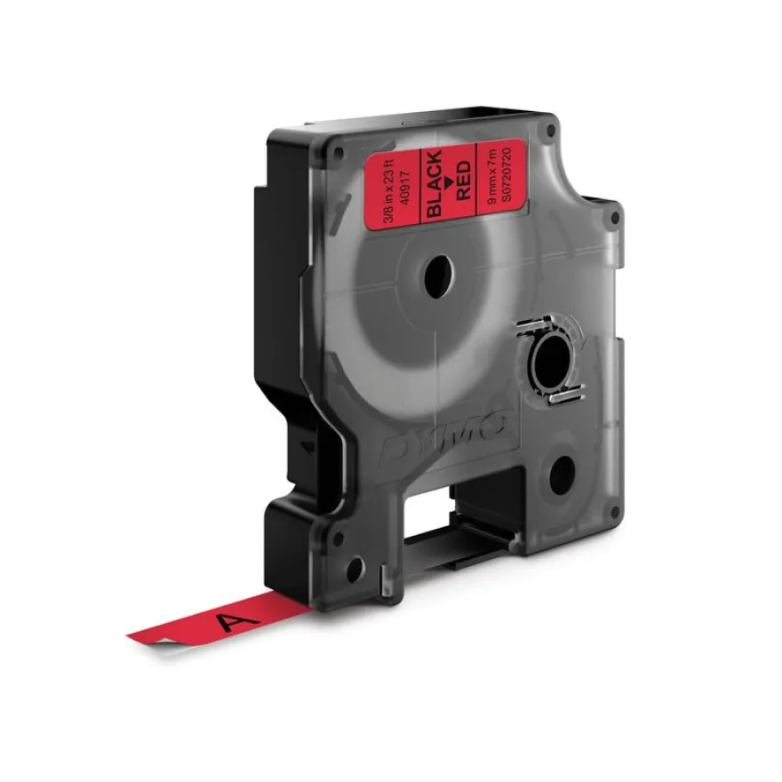 Dymo D1 - Ruban d'étiquettes auto-adhésives - 1 rouleau (9 mm x 7 m) - fond rouge écriture noire