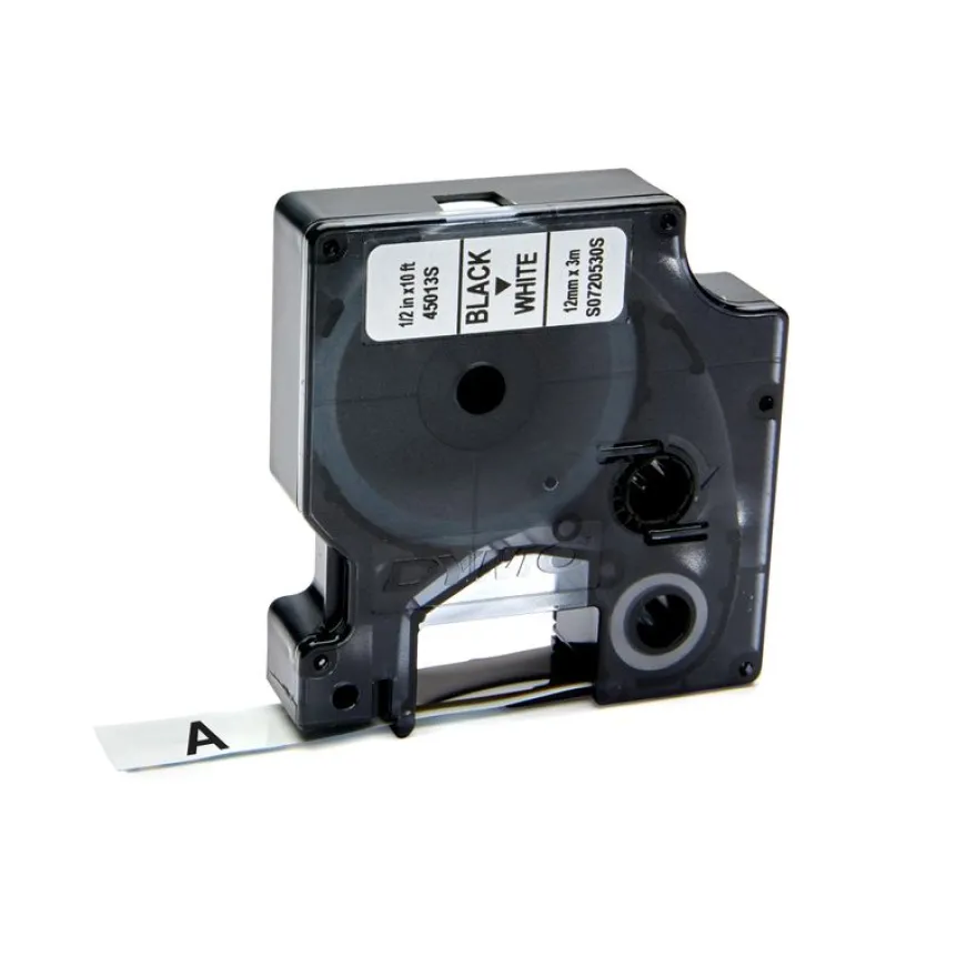 Dymo D1 - Ruban d'étiquettes auto-adhésives - 1 rouleau (12 mm x 7 m) - fond blanc écriture noire