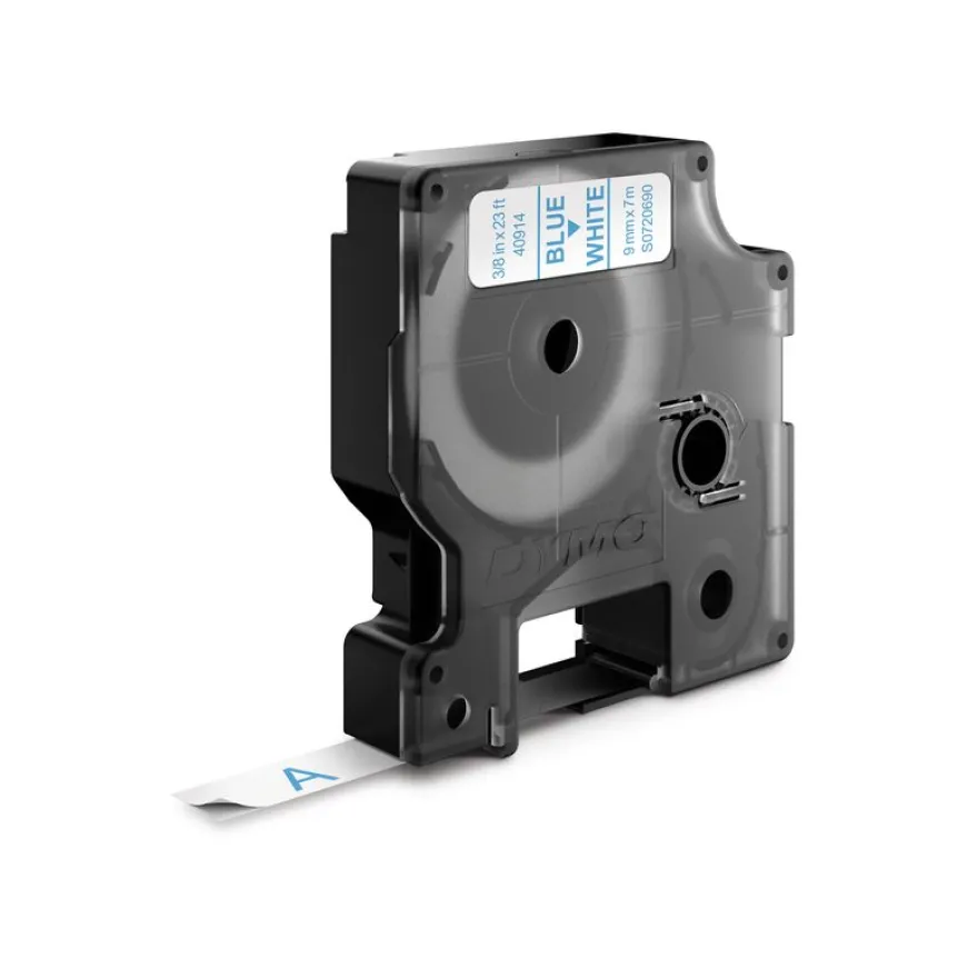 Dymo D1 - Ruban d'étiquettes auto-adhésives - 1 rouleau (9 mm x 7 m) - fond blanc écriture bleue