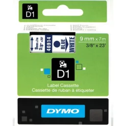 Dymo D1 - Ruban d'étiquettes auto-adhésives - 1 rouleau (9 mm x 7 m) - fond blanc écriture bleue