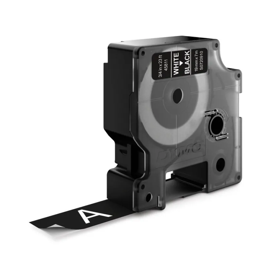 Dymo D1 - Ruban d'étiquettes auto-adhésives - 1 rouleau (19 mm x 7 m) - fond noir écriture blanche