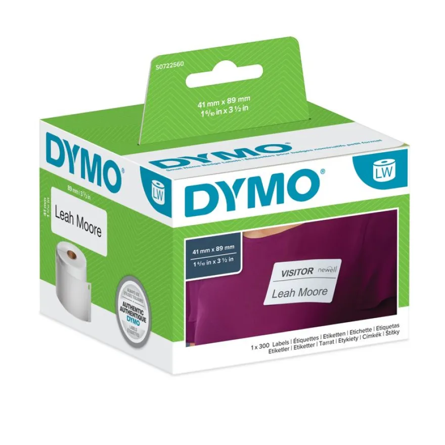 Dymo LabelWriter - Ruban d'étiquettes auto-adhésives - 1 rouleau de 300 étiquettes (89 x 41 mm) - fond blanc écriture noire
