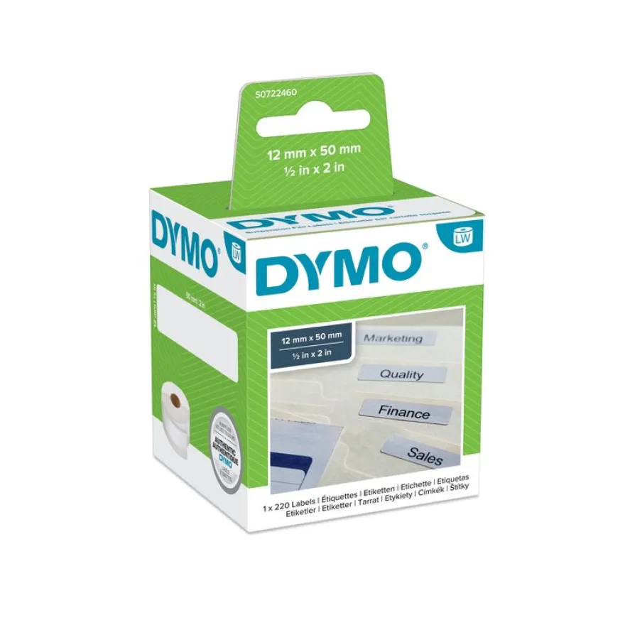 Dymo LabelWriter - Ruban d'étiquettes auto-adhésives - 1 rouleau de 220 étiquettes (50 x 12 mm) - fond blanc écriture noire
