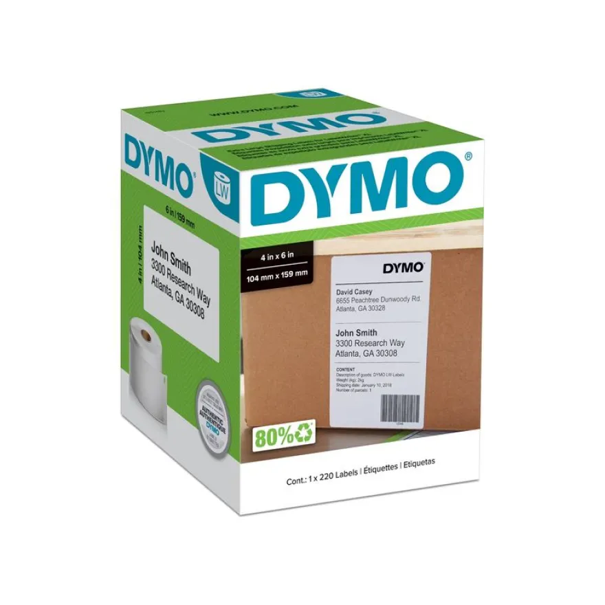DYMO LabelWriter Extra Large - Ruban d'étiquettes auto-adhésives - 6 rouleau de 220 étiquettes (104 x 159 mm) - blanc
