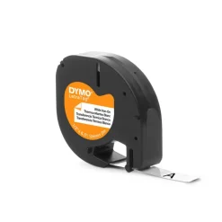 Dymo LetraTag - Ruban d'étiquettes textile auto-adhésives - (12 mm x 2 m) - fond blanc écriture noire