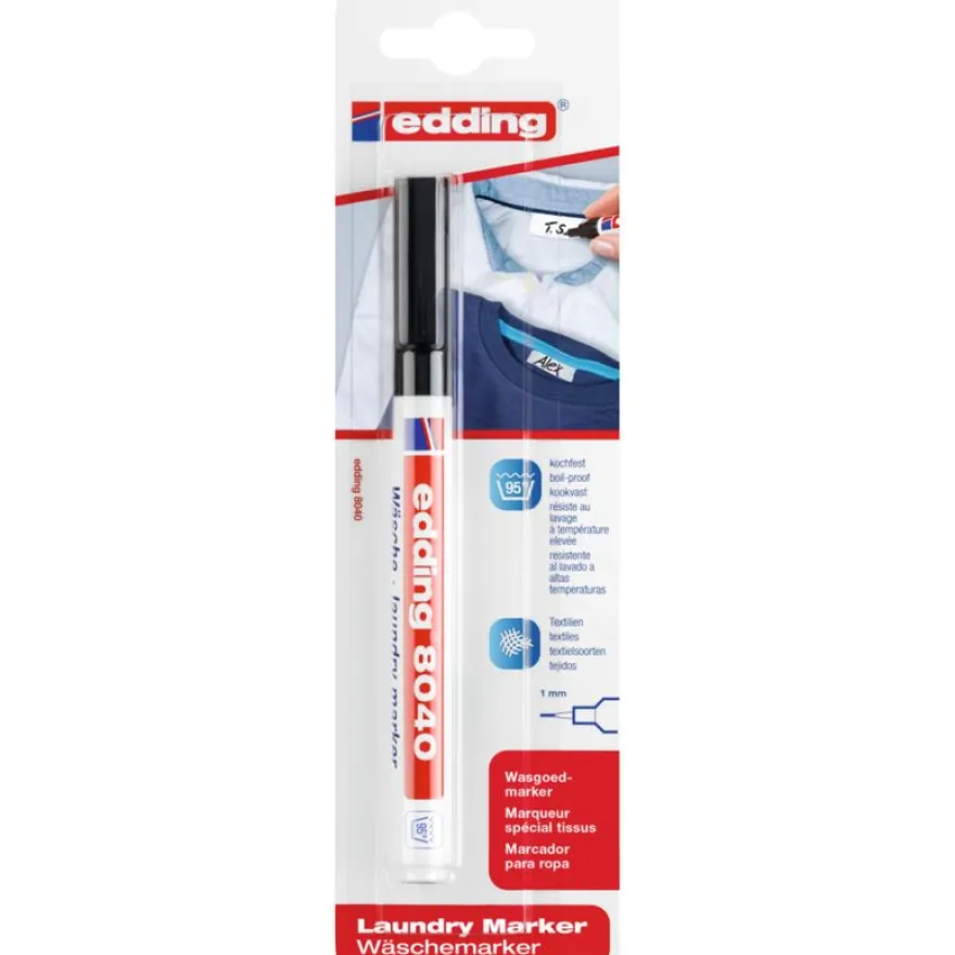 Edding - Blister de 1 Marqueur Spécial Textile e-8040 Noir - Pointe fine 1 mm
