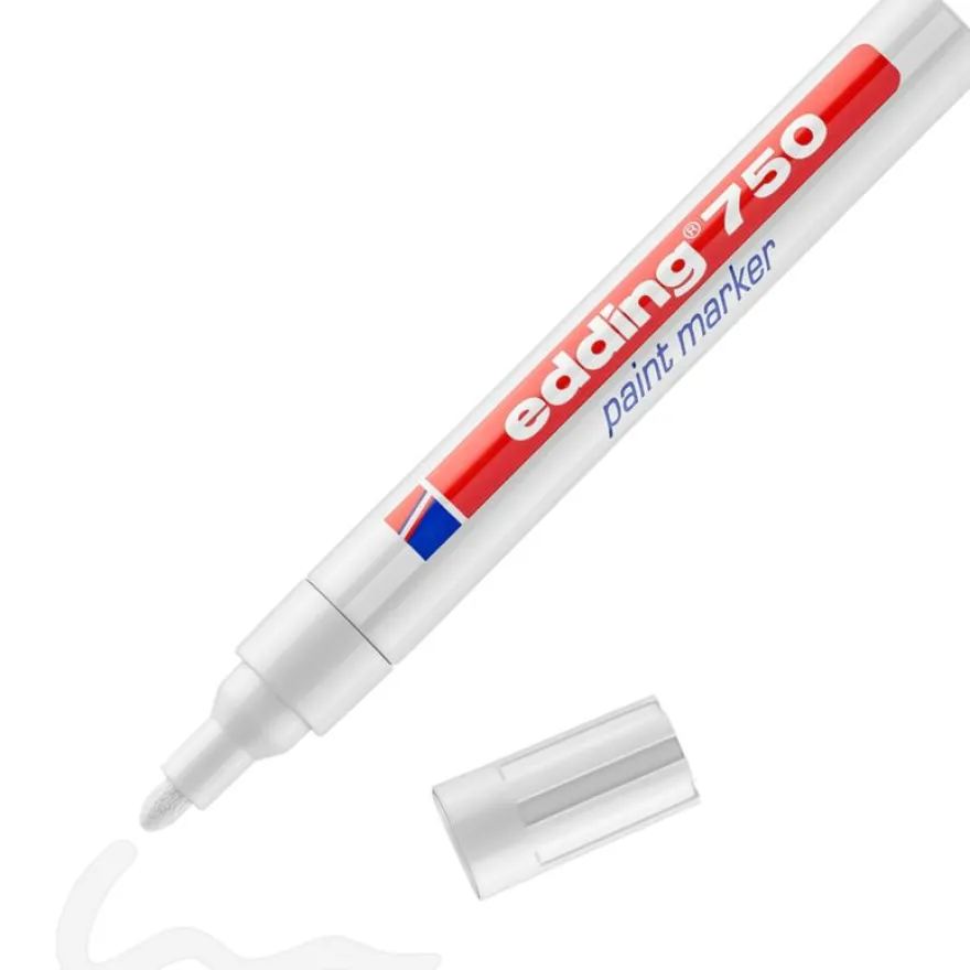 Edding - Blister de 1 Marqueur peinture PRO en Aluminium e-750 Blanc - Pointe Ogive 2-4 mm