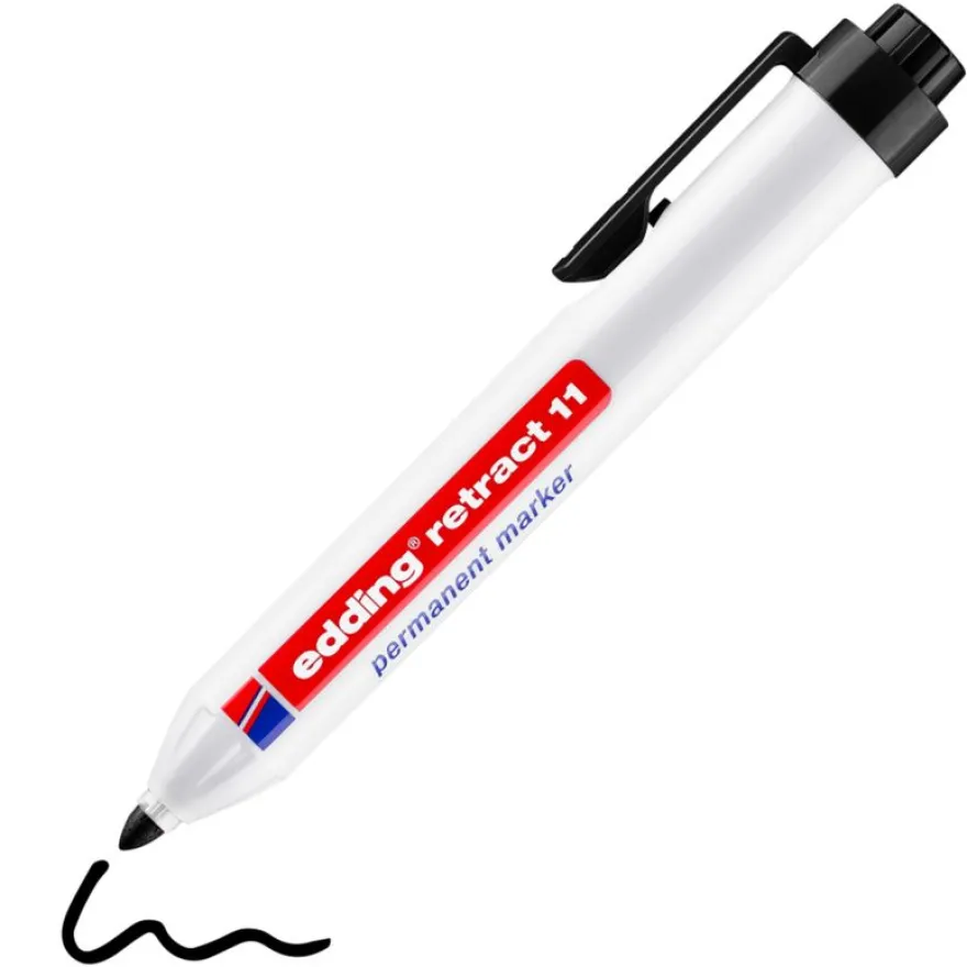 Edding - Blister de 1 Marqueur Permanent Retractable e-11 Noir - Pointe Ogive 1,5-3 mm