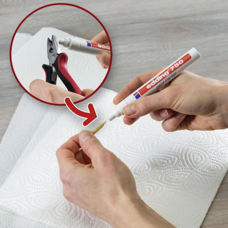 edding - Blister de 2 Marqueurs peinture PRO en Aluminium e-750 Blanc - Pointe Ogive 2-4 mm