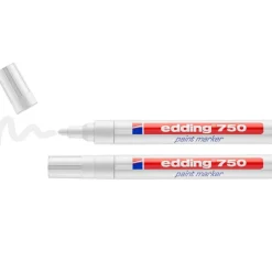 edding - Blister de 2 Marqueurs peinture PRO en Aluminium e-750 Blanc - Pointe Ogive 2-4 mm
