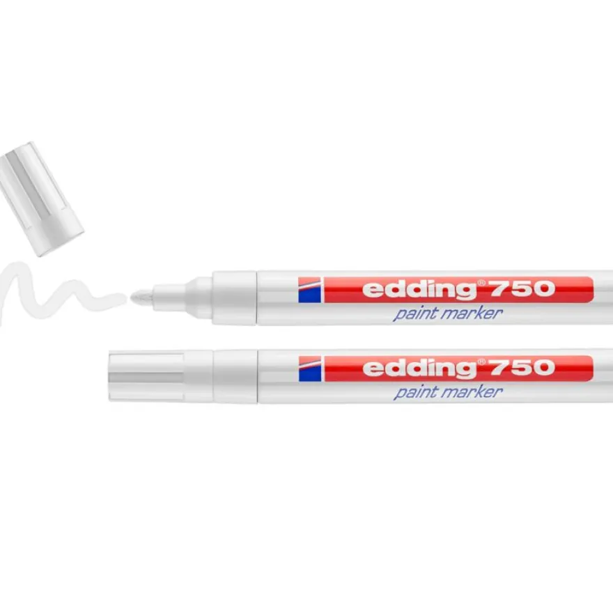 edding - Blister de 2 Marqueurs peinture PRO en Aluminium e-750 Blanc - Pointe Ogive 2-4 mm