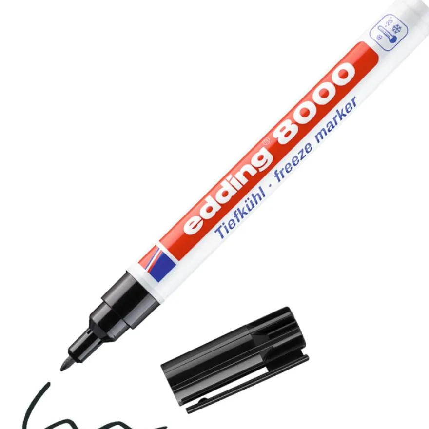 edding - Blister de 1 Marqueur pour Surgelés e-8000 Noir - Pointe fine 1 mm