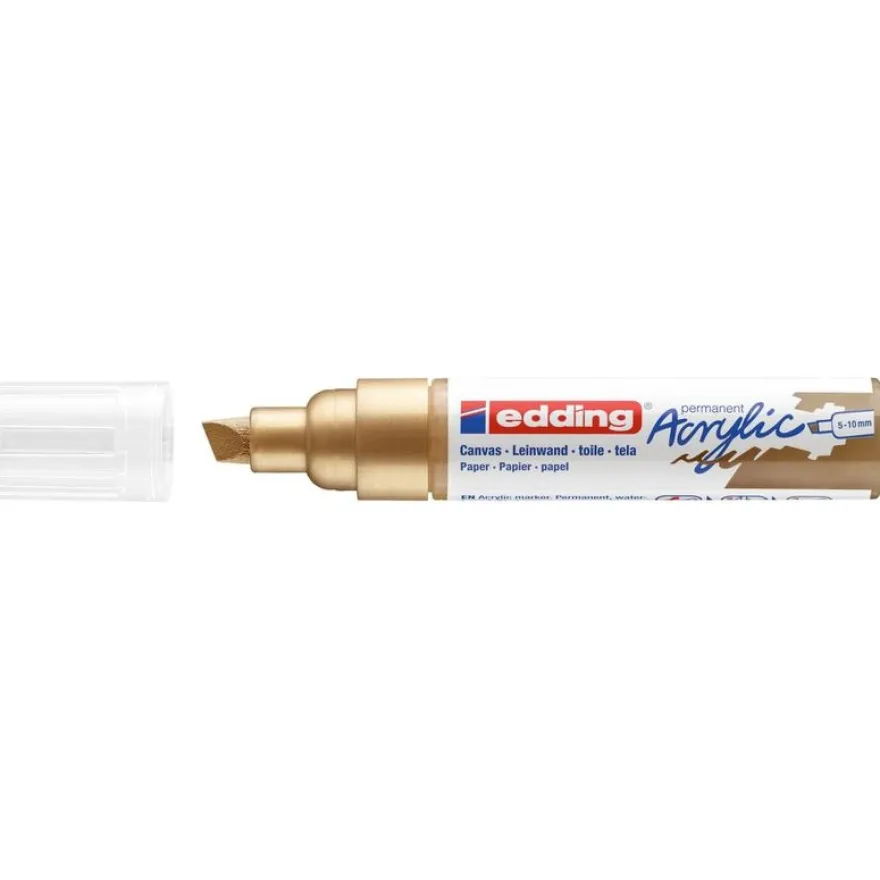 Edding - Marqueur Acrylique e-5000 Or précieux Mat - Pointe Large Biseautée 5-10 mm