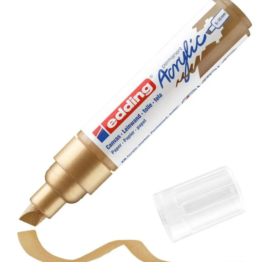 Edding - Marqueur Acrylique e-5000 Or précieux Mat - Pointe Large Biseautée 5-10 mm