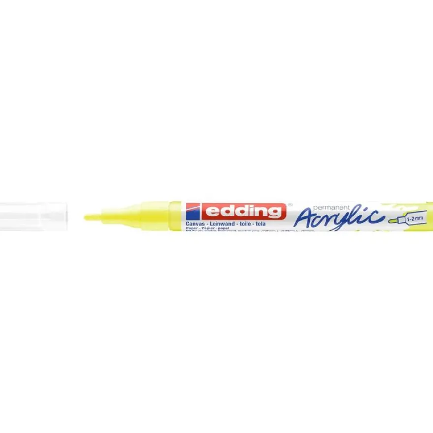 Edding - Marqueur Acrylique e-5300 Jaune Fluo Mat - Pointe Ogive fine 1-2 mm
